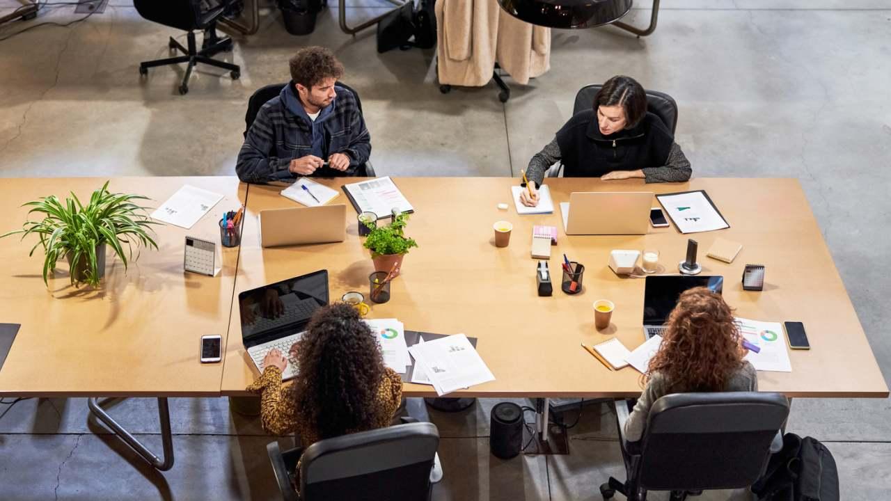 People working together in a shared environment